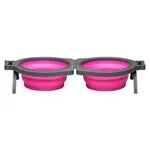 Loving Pets Bella Roma Travel Double Diner Dog Bowl Pink Medium - Image 2