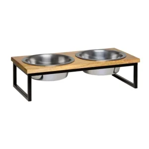 Loving Pets Black Label Raised Wooden Top Diner, 2 qt
