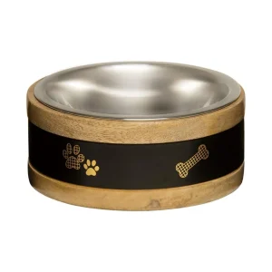 Loving Pets Black Label Wooden Ring Dog Bowl Holder 1 qt