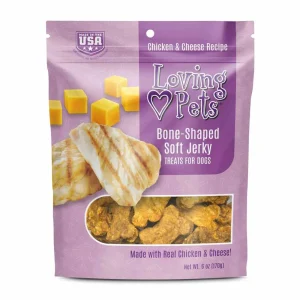 Loving Pets BoneShaped Soft Jerky Dog Treat Chicken Cheese, 6 oz