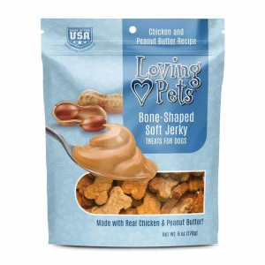 Loving Pets BoneShaped Soft Jerky Dog Treat Chicken Peanut Butter, 6 oz