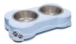 Loving Pets Double Diner Dog Bowl Murano Blue Medium - Image 2