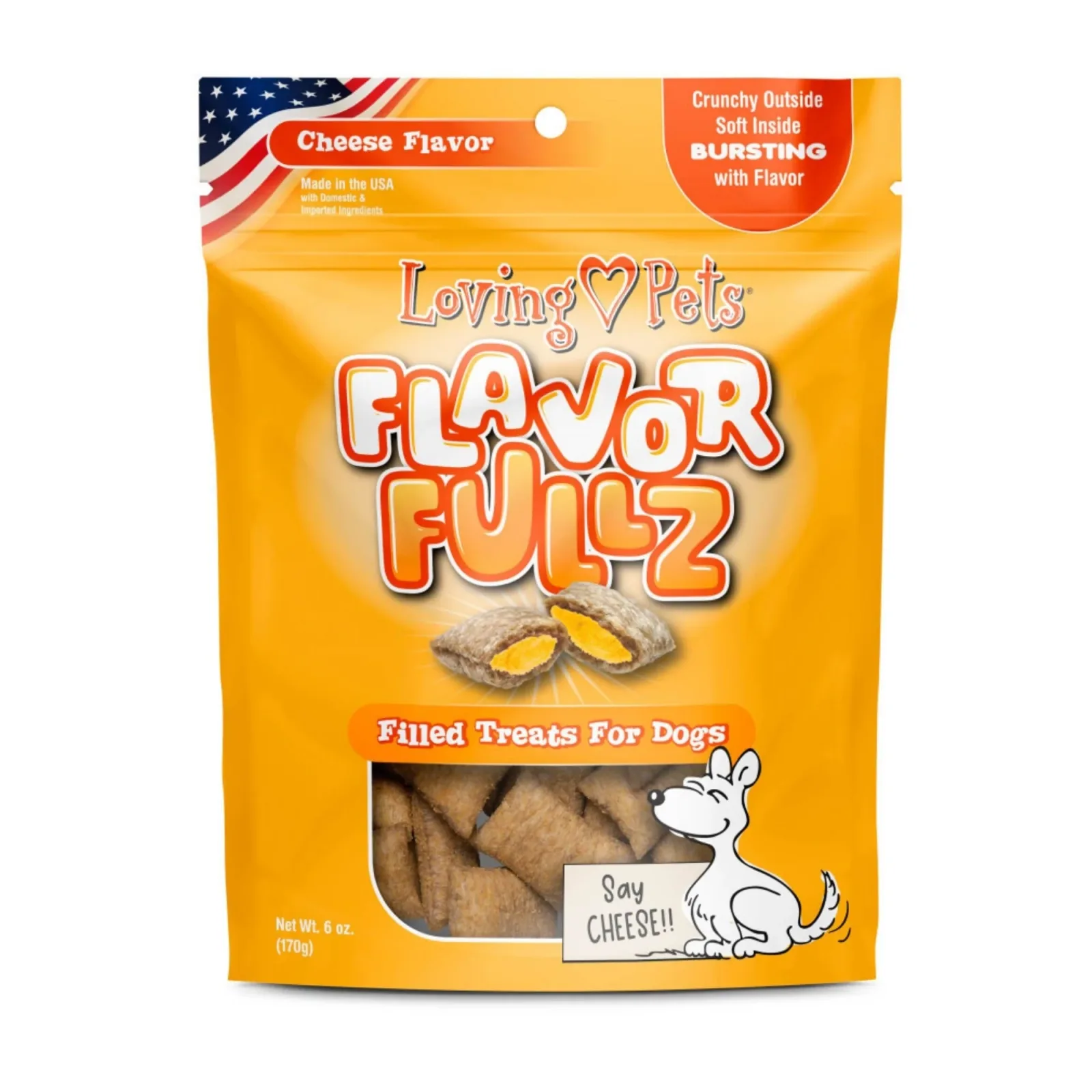 Loving Pets Flavorfullz Filled Dog Treats Cheese, 6 oz