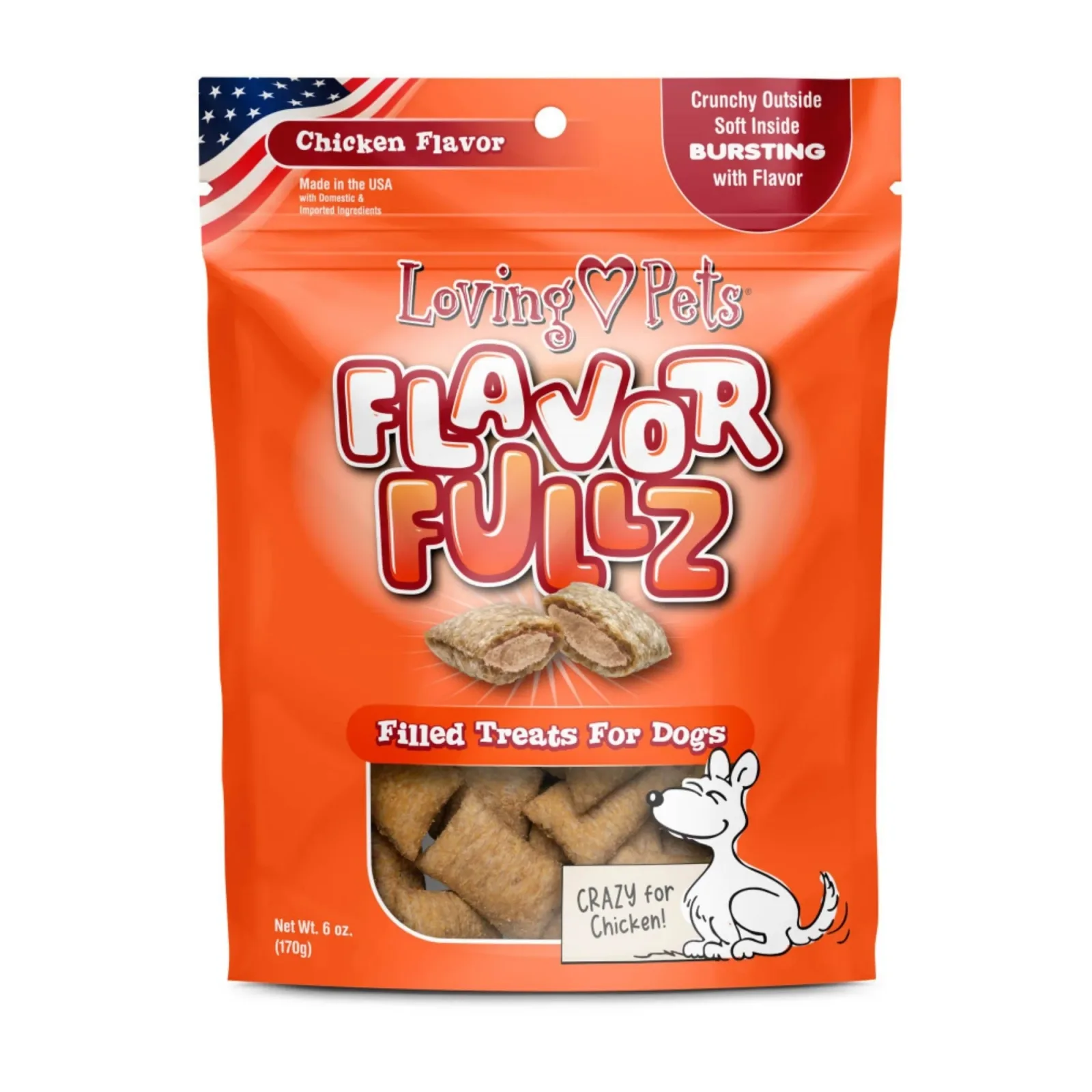 Loving Pets Flavorfullz Filled Dog Treats Chicken, 6 oz