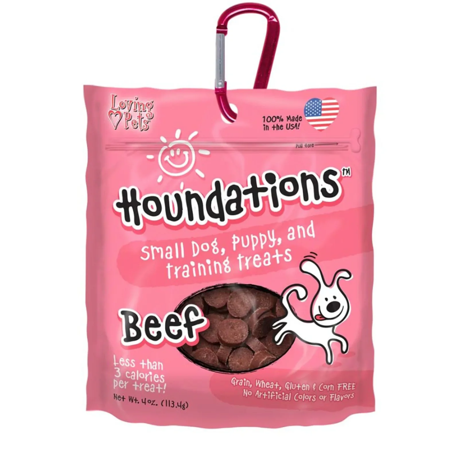 Loving Pets Houndations Small Dog Puppy Training Dog Treats Beef, 4 oz