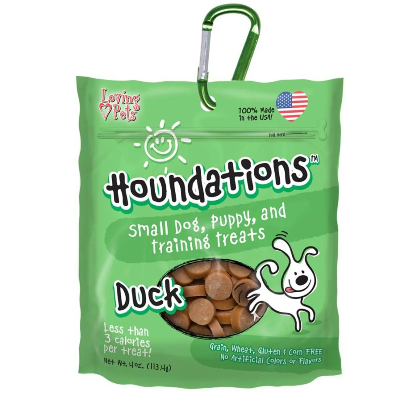 Loving Pets Houndations Small Dog Puppy Training Dog Treats Duck, 4 oz