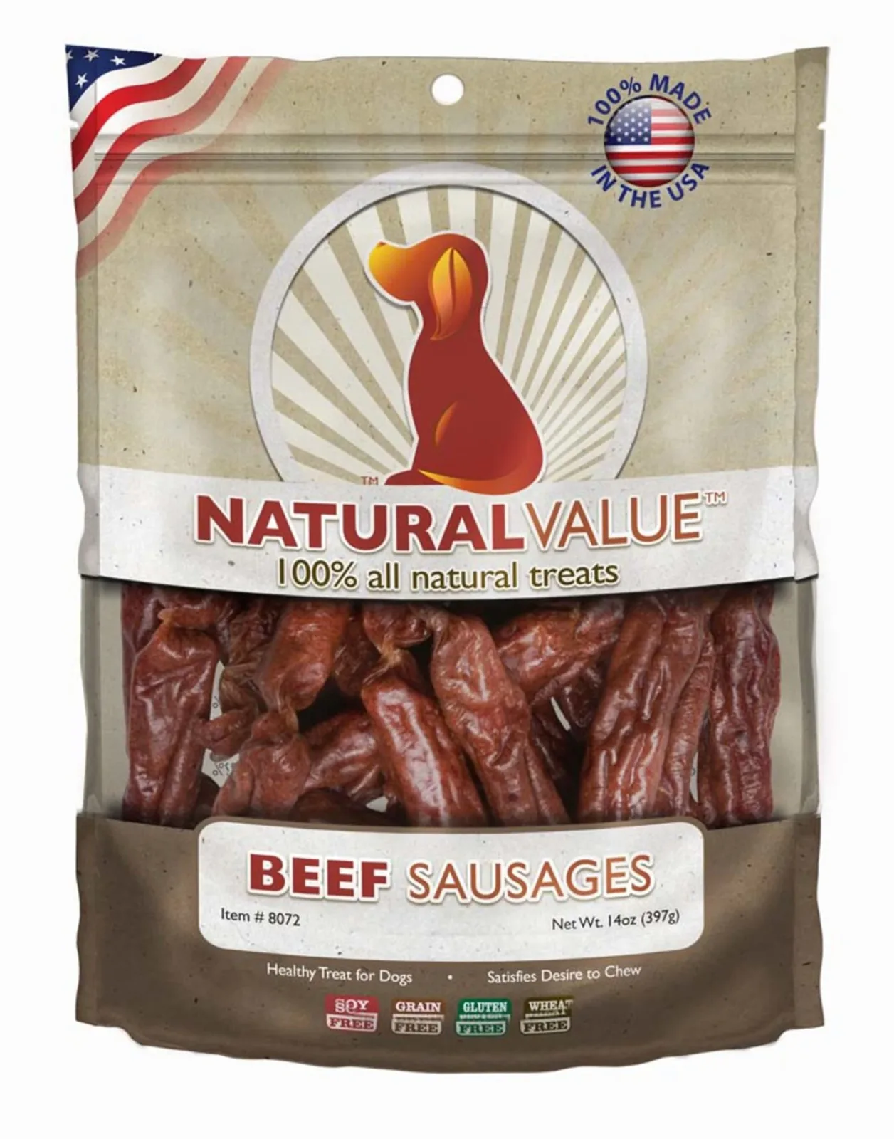 Loving Pets Natural Value Sausages Dog Treats Beef, 13 oz