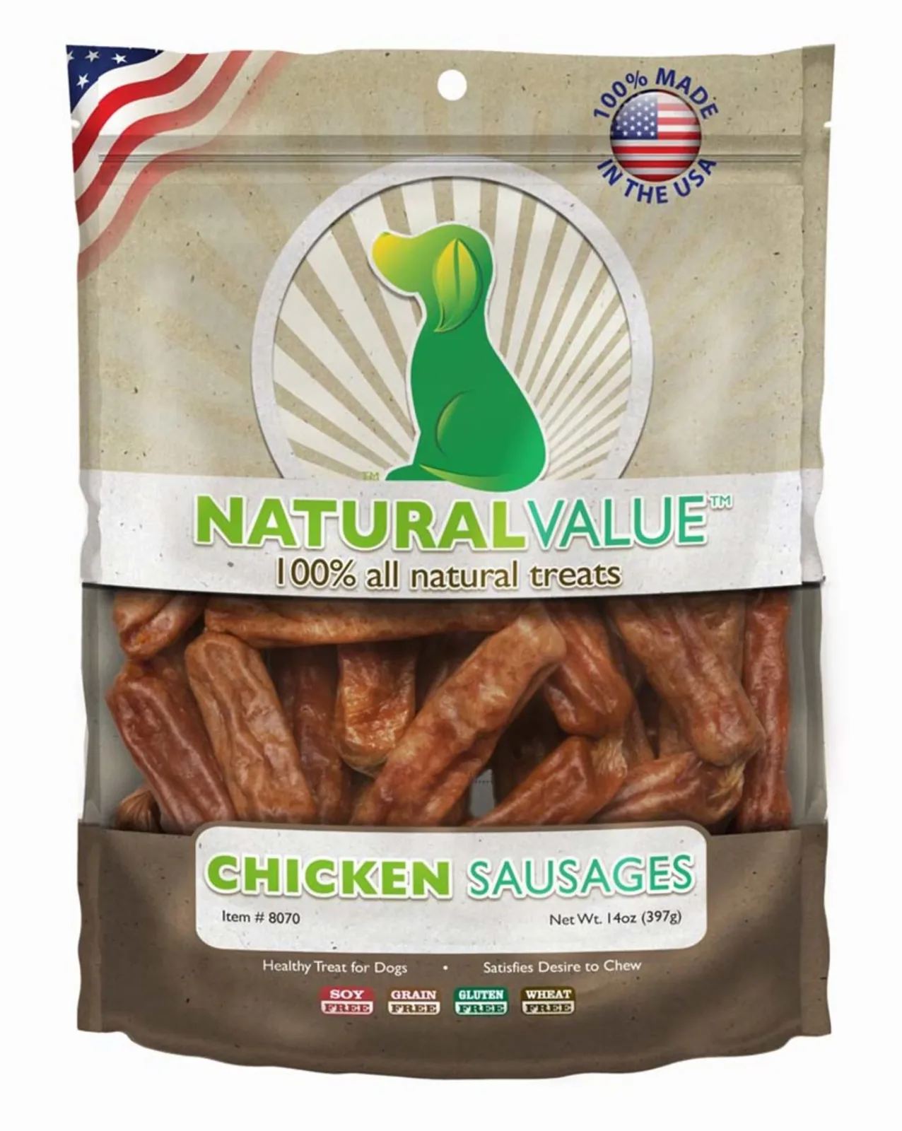 Loving Pets Natural Value Sausages Dog Treats Chicken, 13 oz