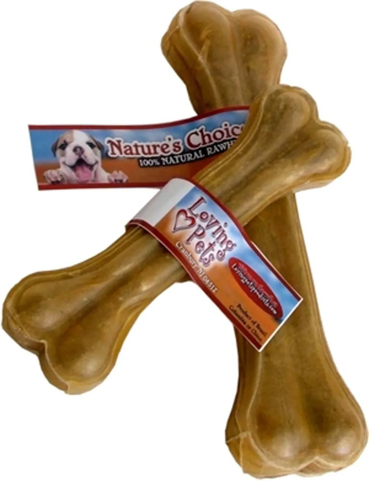 Loving Pets Pressed Rawhide Bones - Natural 10 in, 10-Count