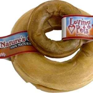 Loving Pets Pressed Rawhide Donut Dog Treat, 6 in, 10-Count