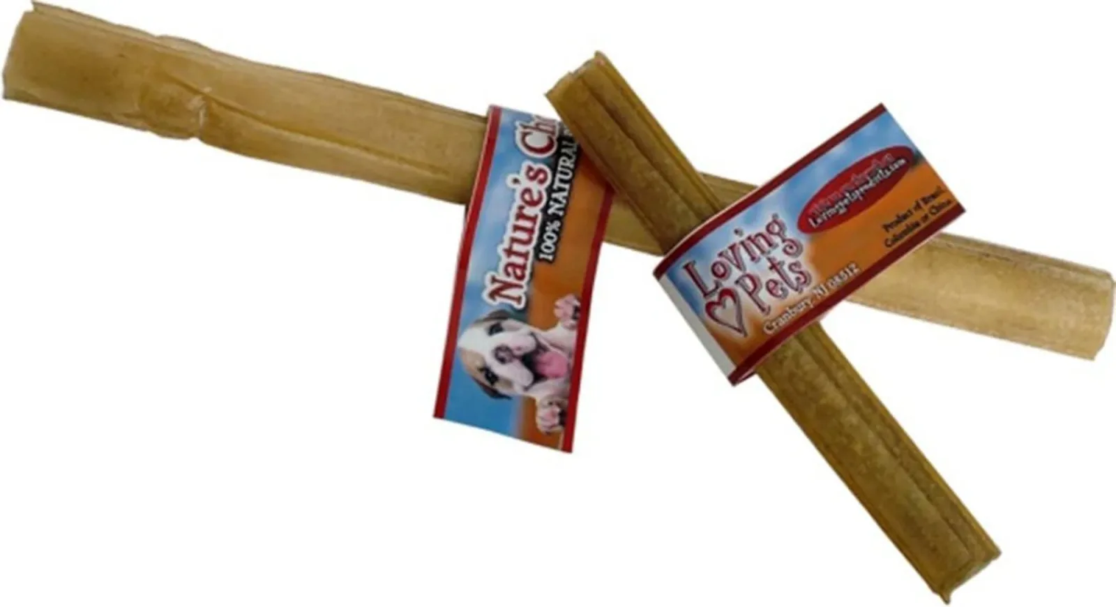 Loving Pets Pressed Rawhide Sticks - Natural 10 in, 20-Count
