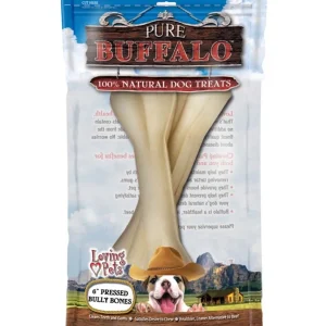 Loving Pets Pure Buffalo Pressed Bully Bones Dog Treat, 6 in, 2-Count