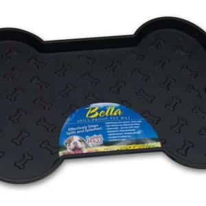 Loving Pets SpillProof Bone Shaped Dog Mat Black, Small
