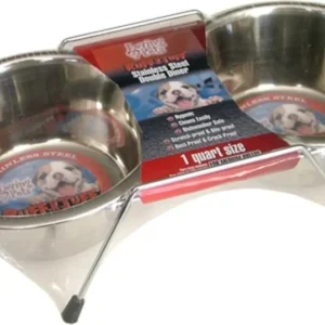 Loving Pets Stainless Steel Double Dog Diner Wrapped Silver 0.5 pt