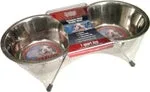 Loving Pets Stainless Steel Double Dog Diner Wrapped, Silver, 1 pt - Image 2