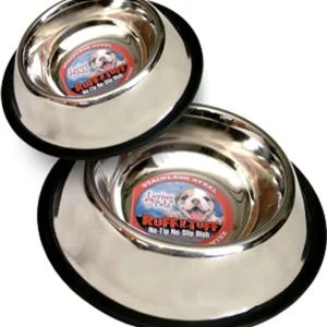 Loving Pets Traditional NoTip Stainless Steel Dog Bowl, Silver, 24 oz