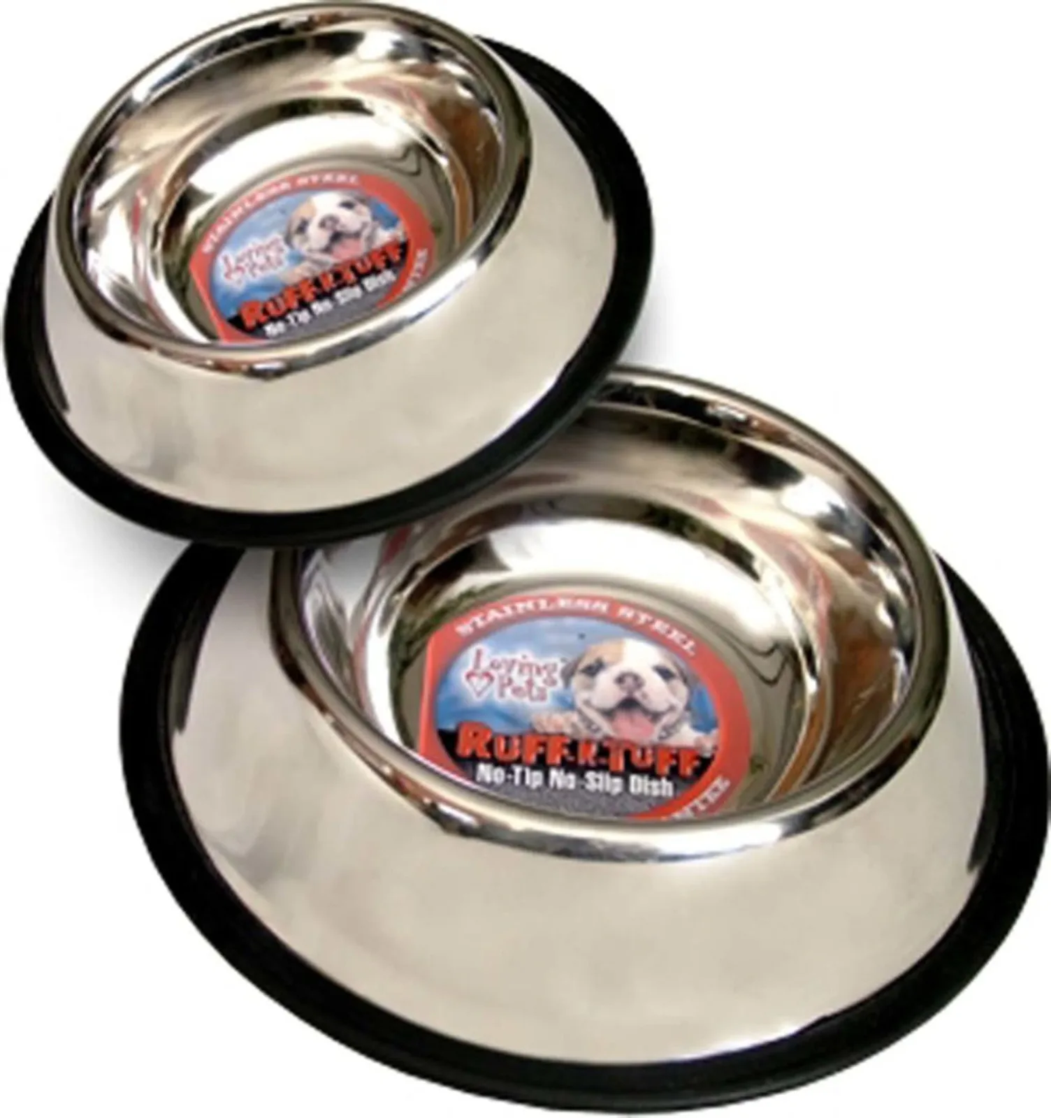 Loving Pets Traditional NoTip Stainless Steel Dog Bowl, Silver, 24 oz