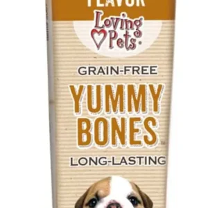 Loving Pets Yummy Bone Flavor Filled Dog Treat Peanut Butter, 2.8 oz each, Case of 15