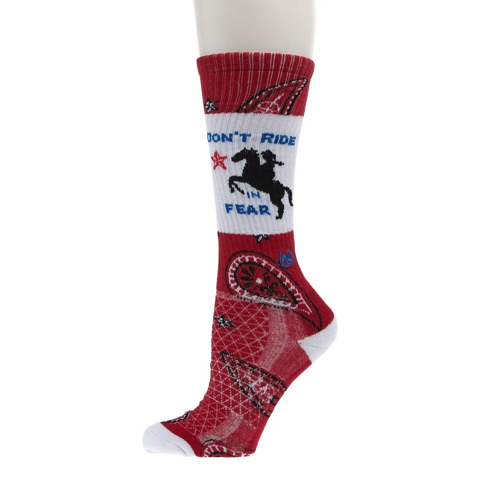Lucky Chuck Women's Don't Ride Fear Red Performance Socks - Image 2