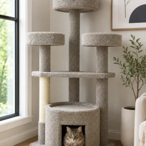 Maine Coon Cat House & Condo | Solid Wood Cat Tree for Large & Multi-Cat Homes