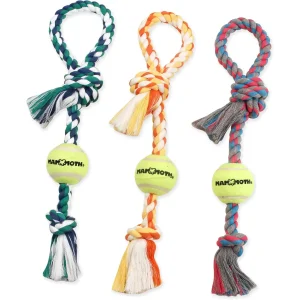 Mammoth Flossy Chews 2 Knotted Tug with Tennis Ball