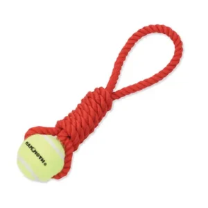 Mammoth Flossy Chews Premium Twister Pull Tugs with Tennis Ball Dog Chew Toys