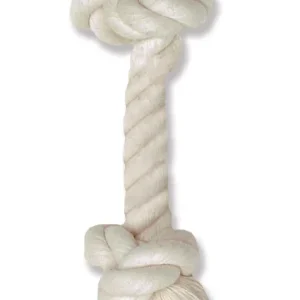 Mammoth Pet Flossy Chews Mini 6 inch 100% Cotton White Rope Bone Dog Toy