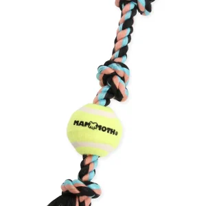 Mammoth Pet Mini 11-in Color 3 Knot Tug with Mini Tennis Ball Dog Toy