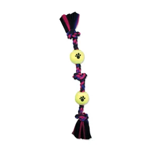 Mammoth Pet Products 3 Knot Tug Dog toy with, 4 in Tennis Ball Multi-Color, 20 in, Medium