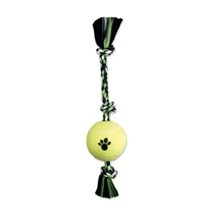 Mammoth Pet Products 3 Knot Tug Dog toy with, 4 in Tennis Ball Multi-Color, 24 in, Large