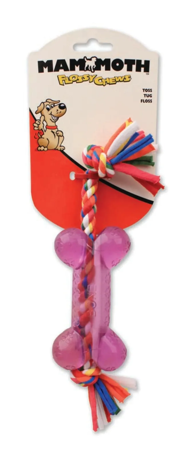 Mammoth Pet Products Cloth Dog Toy Rope with TPR Bone Assorted Small