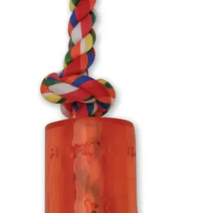 Mammoth Pet Products Cloth Rope Dog Toy 3 Knot Tug with TPR Squeaker Multi-Color 10 in, Small