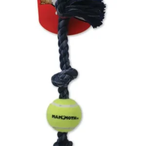 Mammoth Pet Products Denim 3 Knot Tug with Ball Dog Toy Grey 20 in, Medium