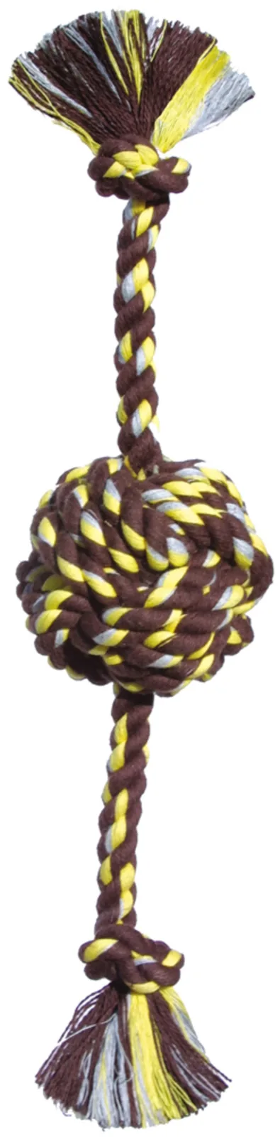 Mammoth Pet Products Monkey Fist Ball Dog toy with Rope Ends Brown/Yellow Jumbo, 20 in