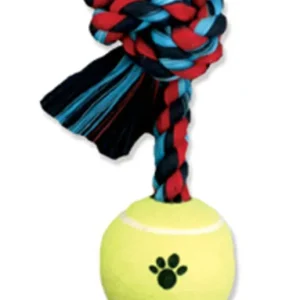 Mammoth Pet Products Pull Tug Dog toy with Tennis Ball Multi-Color, 20 in, Medium