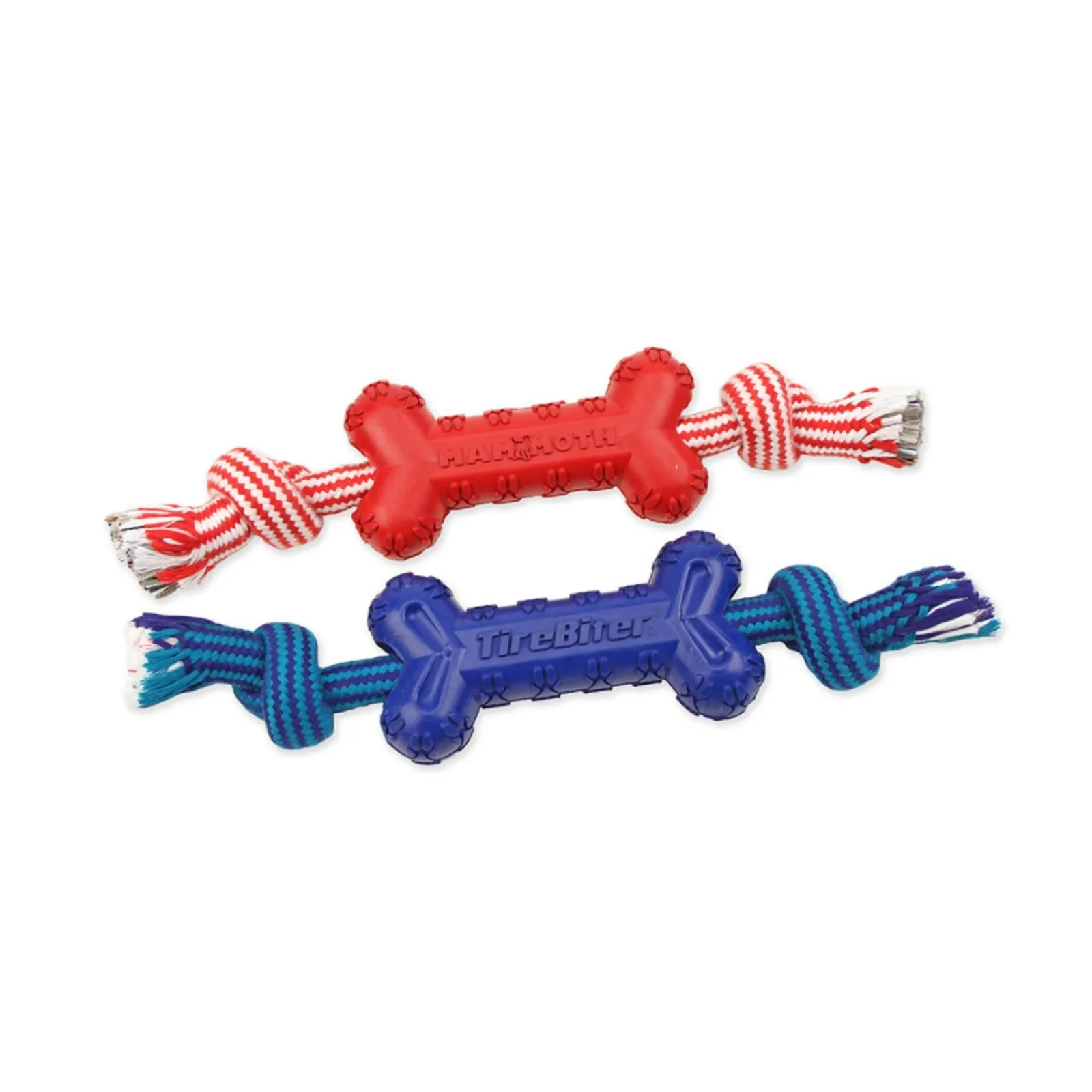 Mammoth Pet Products TireBiter Advanced Color Bone with Extra Rope Dog Toy Large, 7.25 in