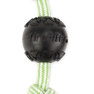 Mammoth Pet Products TireBiter Ball w/Rope Dog Toy 2-Knot Medium, 3 in