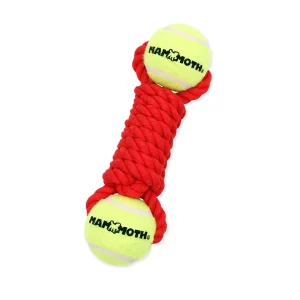 Mammoth Pet Products Twister Bone with 2 Tennis Balls Dog Toy Red Medium, 9 in
