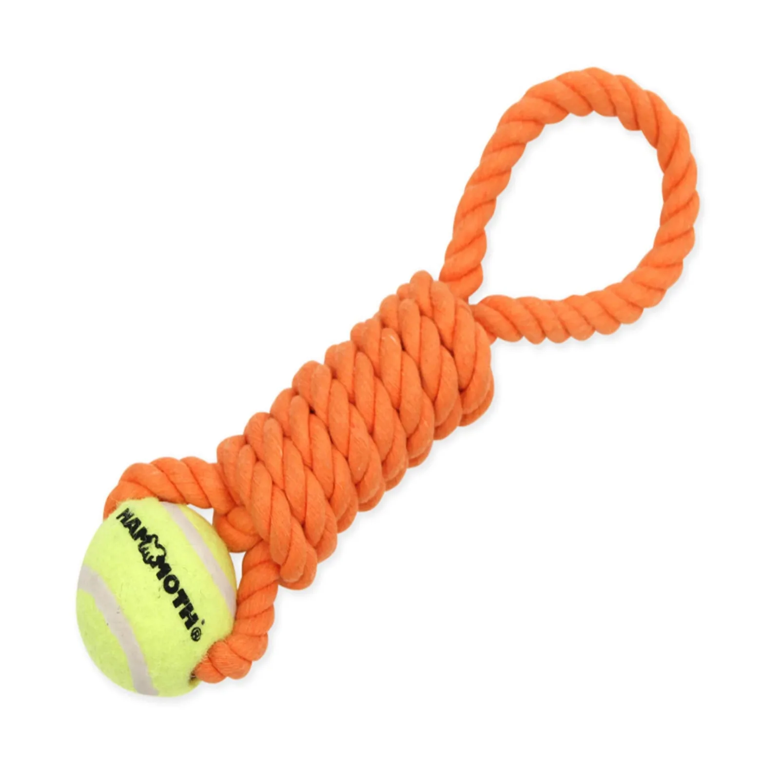 Mammoth Pet Products Twister Pull Tug with Ball Dog Toy Orange Small, 10 in