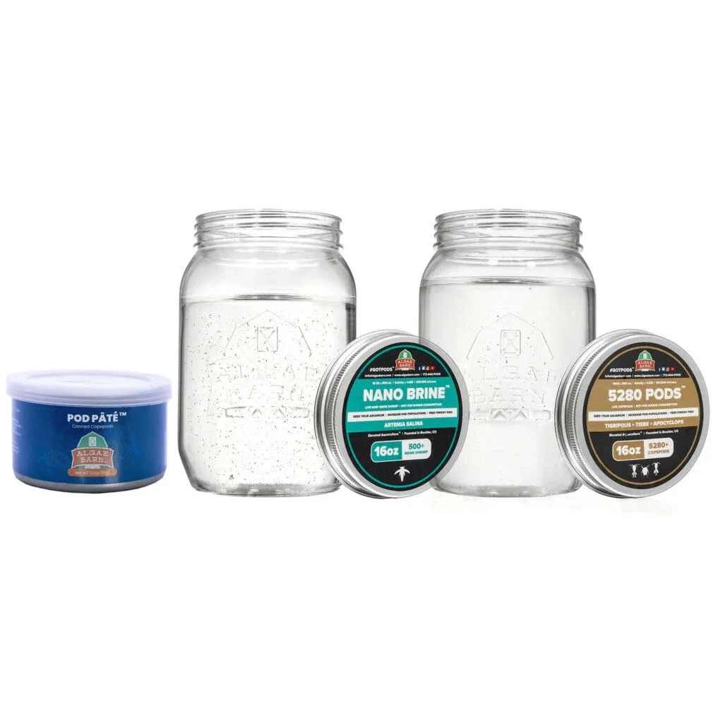 Mandarin Feeder Kit - Nano Brine, 5280 Pods, Pod Pate (16 oz of each) - Algae Barn