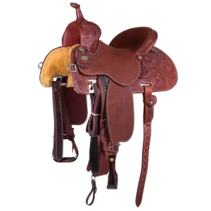 Martin Saddlery 13.5in Chestnut 1/2 Breed Floral Stingray Barrel Saddle
