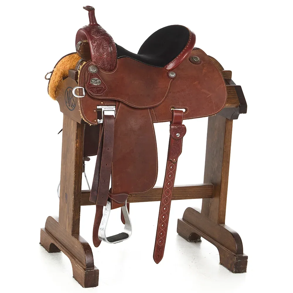 Martin Saddlery Used 13.5in Crown C 1/8 Breed Floral Barrel Tooled Saddle