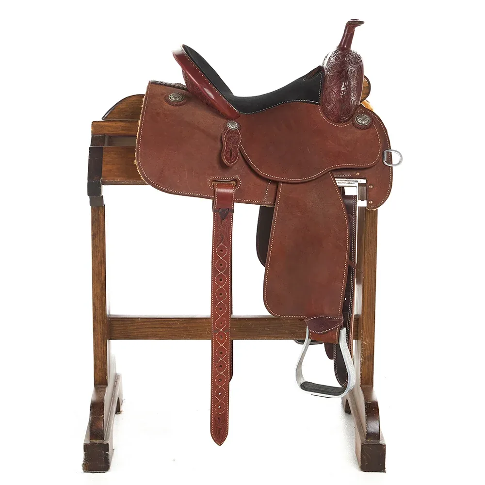 Martin Saddlery Used 13.5in Crown C 1/8 Breed Floral Barrel Tooled Saddle - Image 2