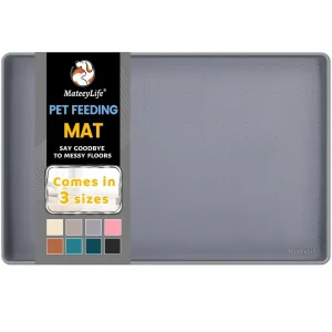 MateeyLife Silicone Cat & Dog Food Mat – Waterproof, Anti-Slip, Raised Edge Pet Feeding Mat
