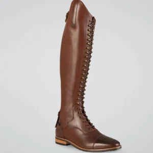 Maurizia Womens Lace Front Leather Tall Riding Boots Brown