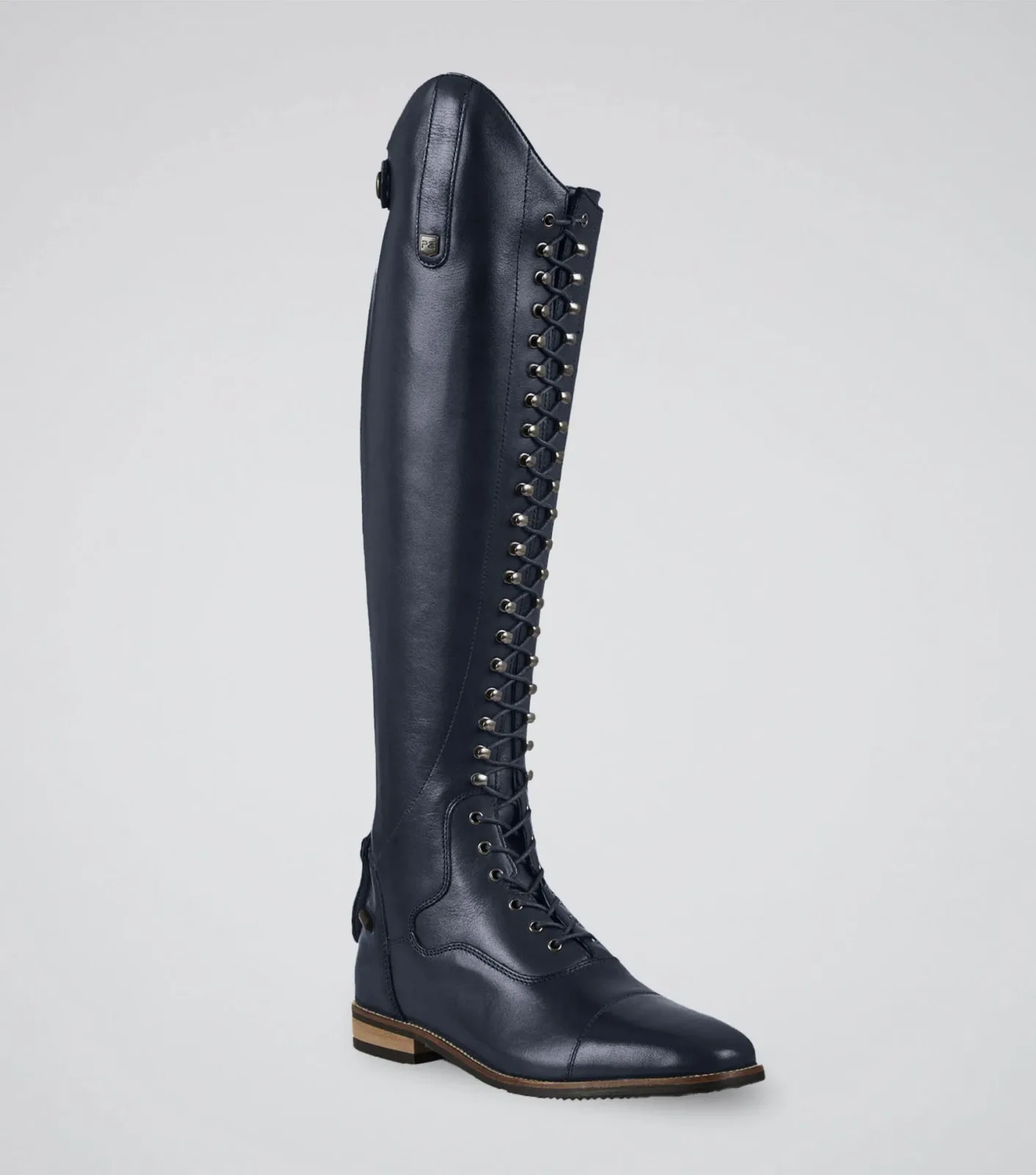 Maurizia Womens Lace Front Leather Tall Riding Boots Navy