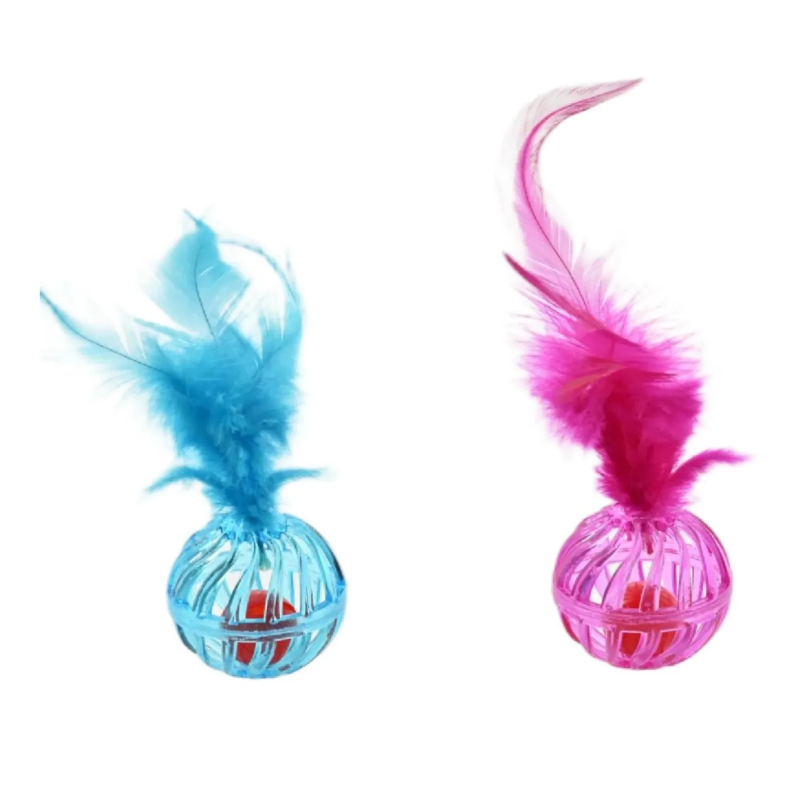 Max & Marlow Ball with Feather Assorted Cat Value Toys Display 24 ct