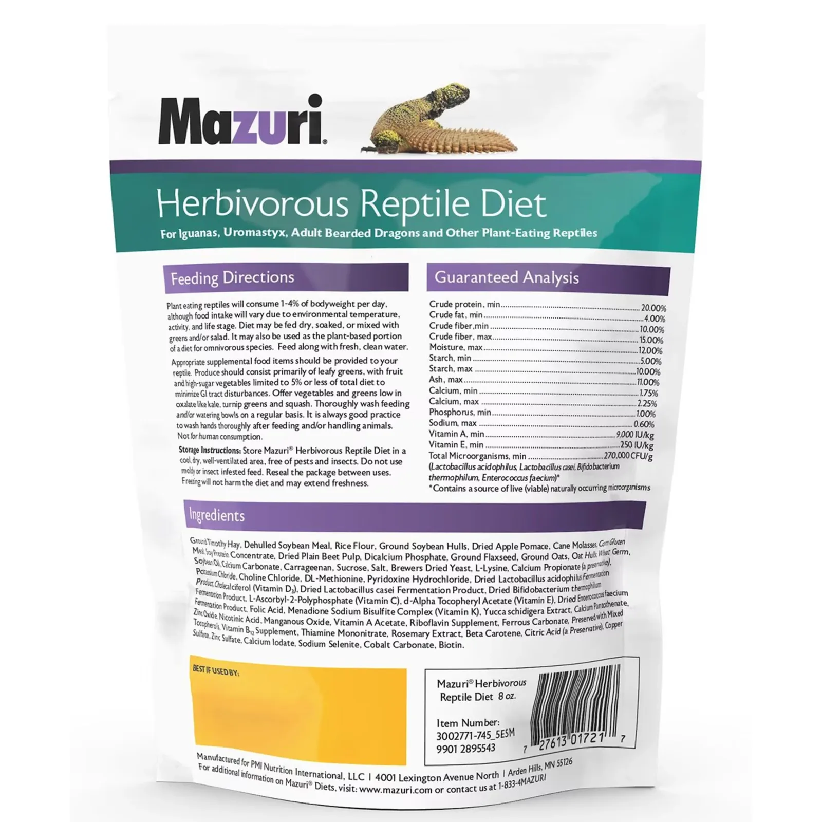 Mazuri® Herbivorous Reptile Diet, 8 Ounce Bag - Image 2