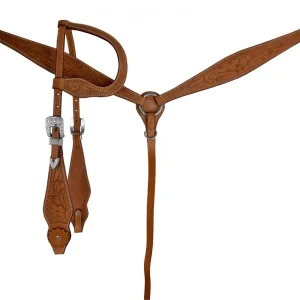 Medium Oil Leather One-Ear Headstall & Breast Collar Set