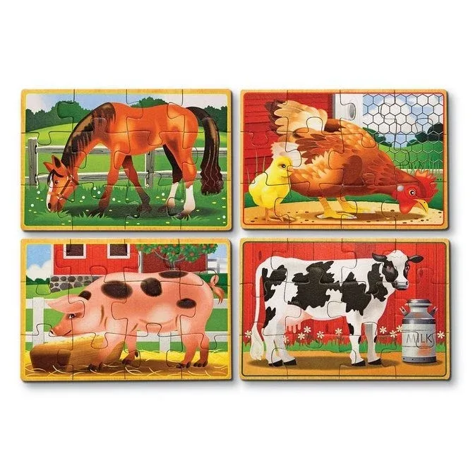 Melissa and Doug Wooden Farm Animal Jigsaw Puzzles - Image 2
